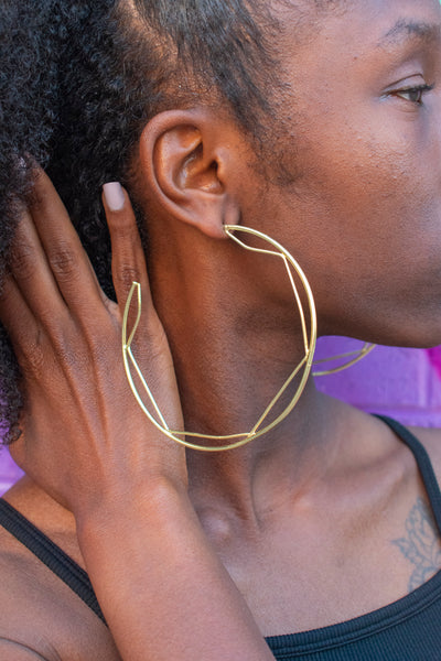 Modern Twist Golden Hoops