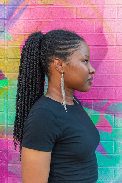 Beaded Silver Fringe Earrings