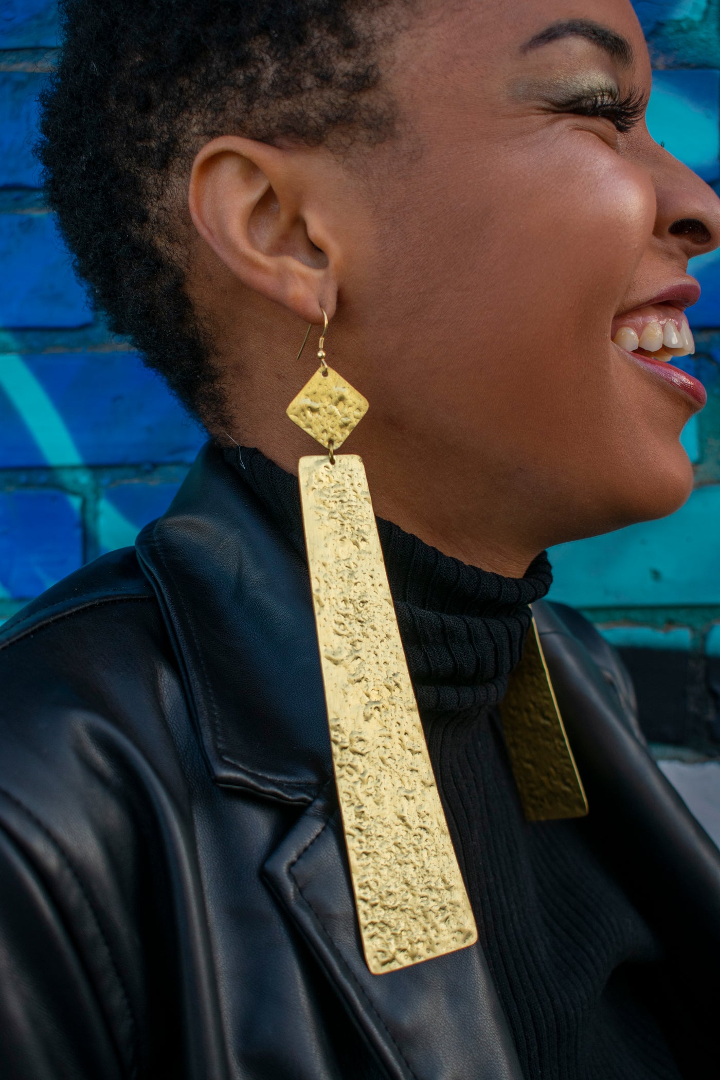Large Lightweight Brass Diamond and Rectangular Earrings