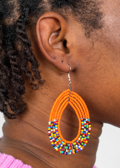 Beaded Tear Drop Earrings in Black, Yellow, Red, Blue, or Multicolor
