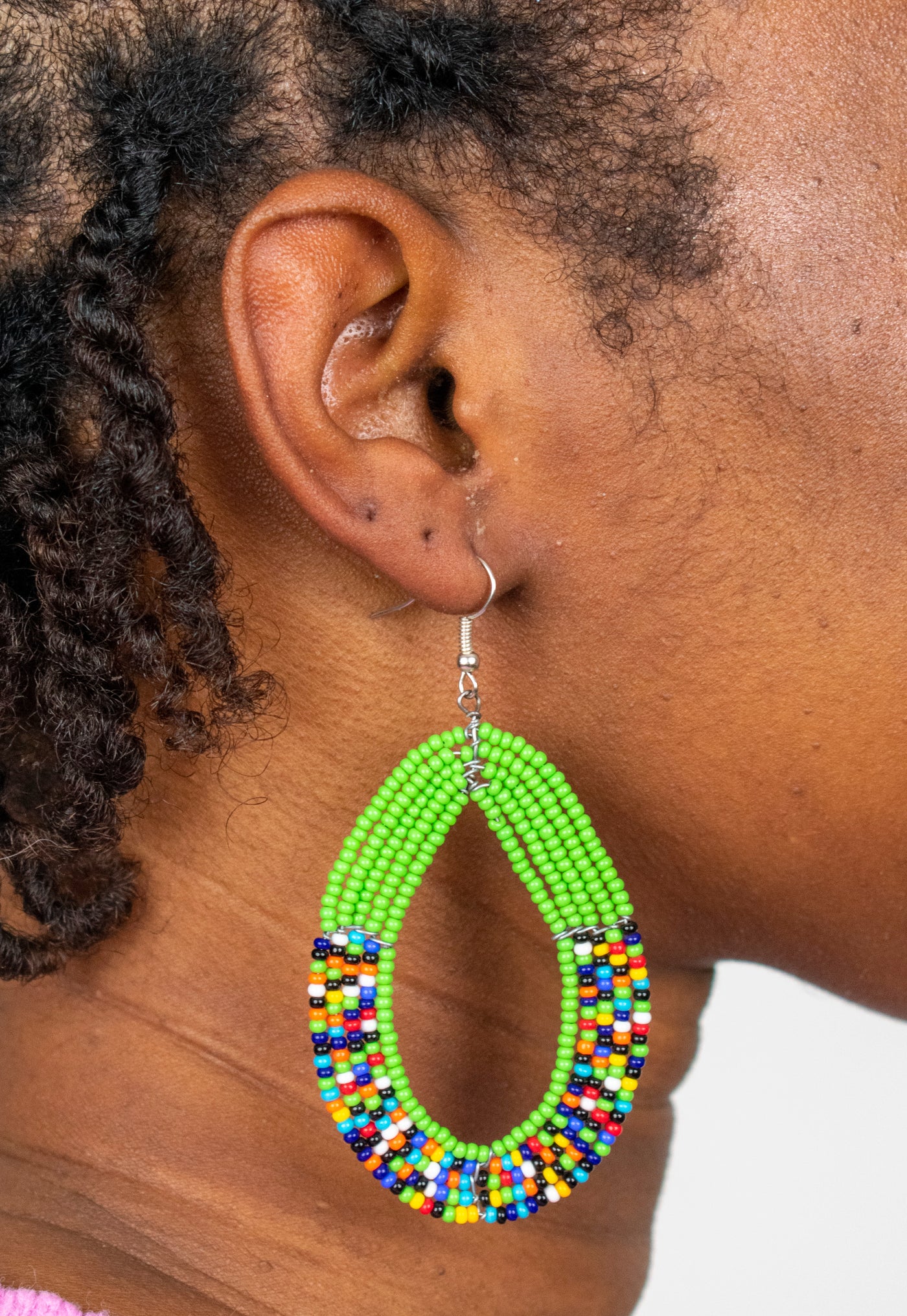 Beaded Tear Drop Earrings in Black, Yellow, Red, Blue, or Multicolor