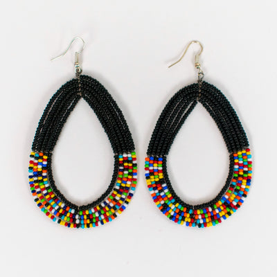 Beaded Tear Drop Earrings in Black, Yellow, Red, Blue, or Multicolor