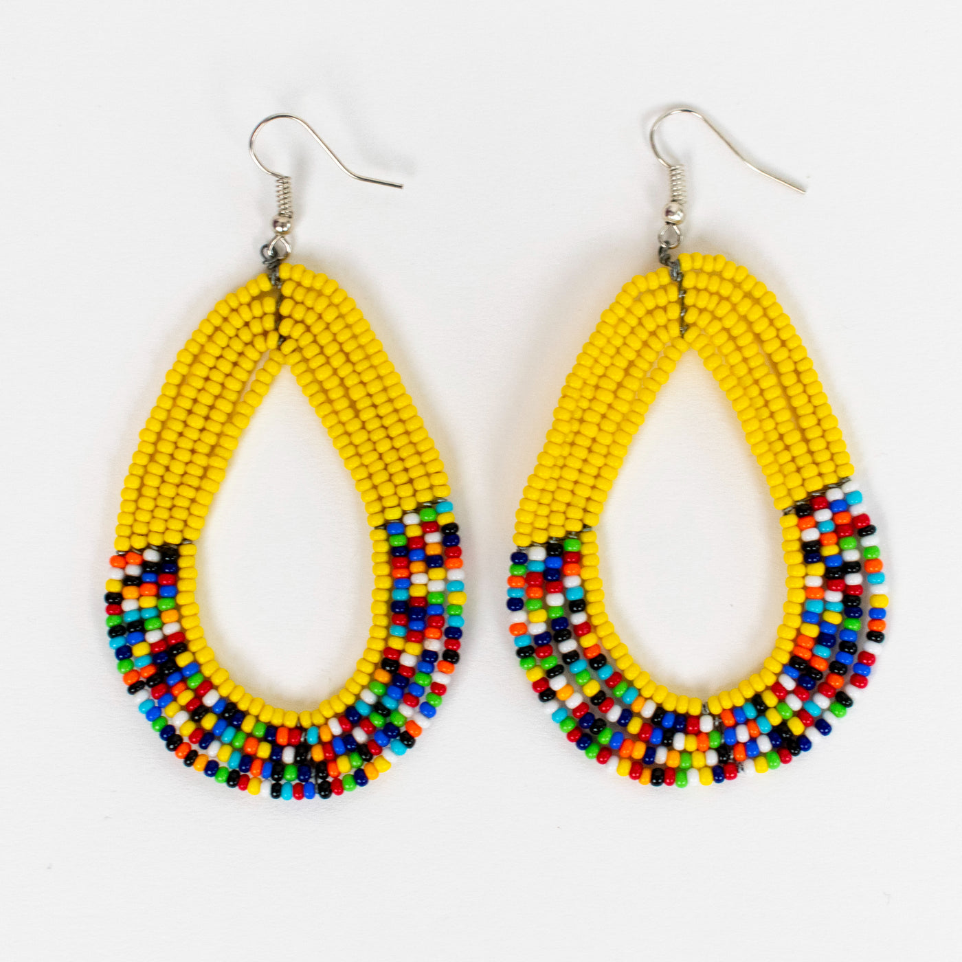Beaded Tear Drop Earrings in Black, Yellow, Red, Blue, or Multicolor