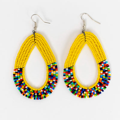Beaded Tear Drop Earrings in Black, Yellow, Red, Blue, or Multicolor