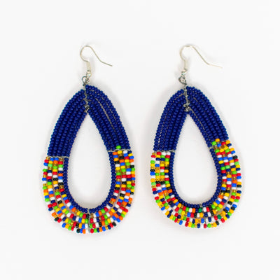 Beaded Tear Drop Earrings in Black, Yellow, Red, Blue, or Multicolor