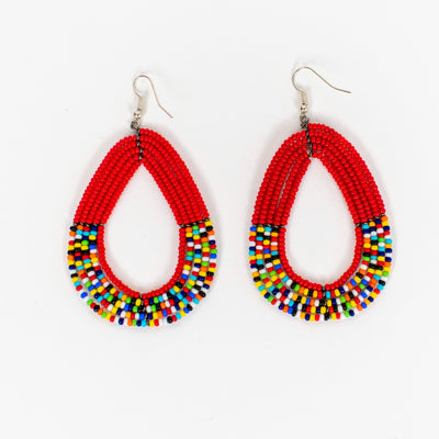 Beaded Tear Drop Earrings in Black, Yellow, Red, Blue, or Multicolor