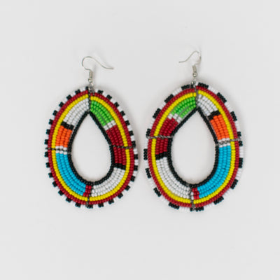 Beaded Tear Drop Earrings in Black, Yellow, Red, Blue, or Multicolor