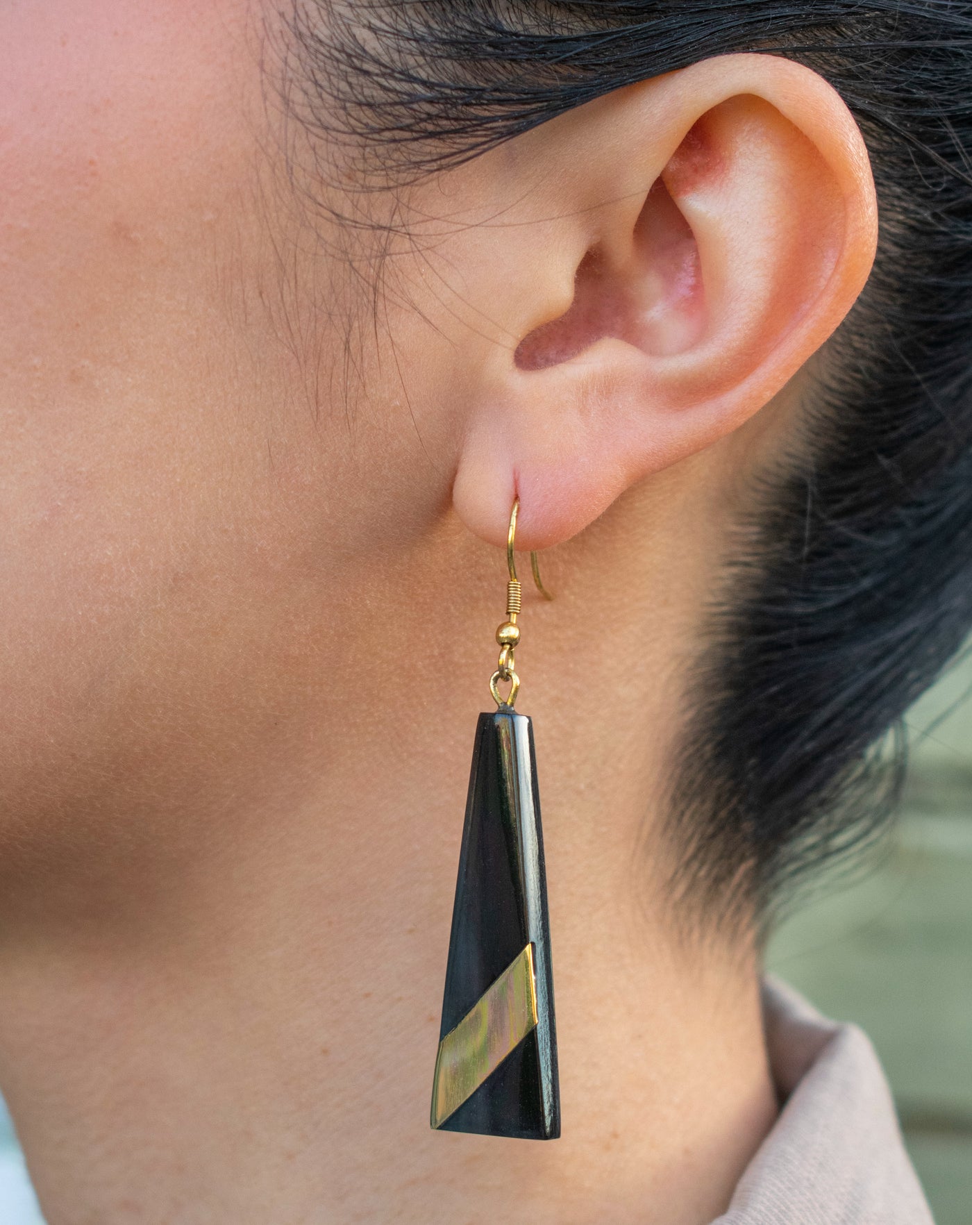 Black and Gold Dangle Earrings