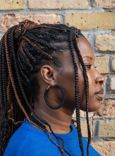 Beaded Hoops In Black, Red, or Multicolor