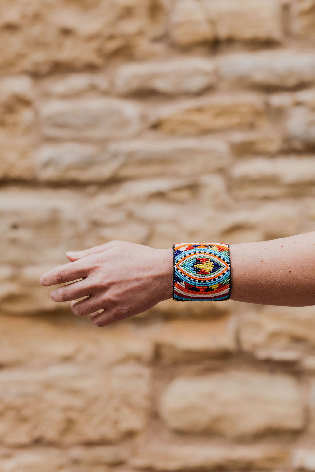 Beaded Leather Cuff