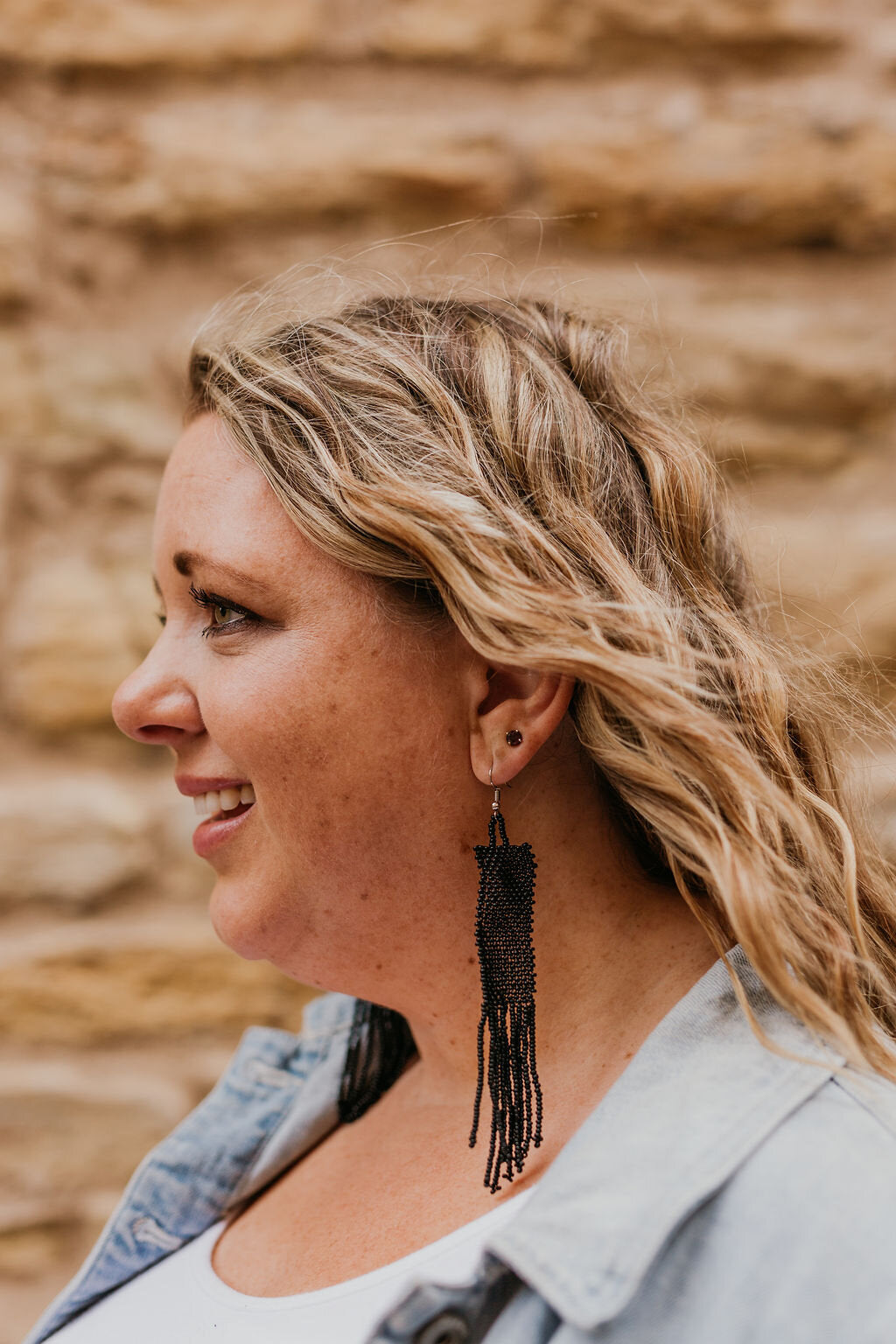 Beaded Dangle Earrings in Black