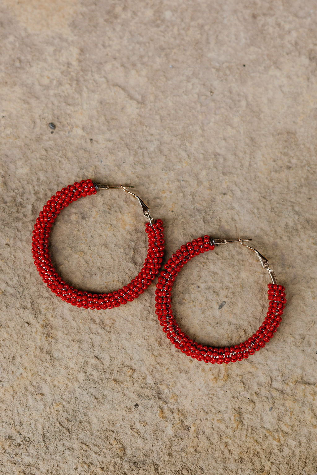 Beaded Hoops In Black, Red, or Multicolor