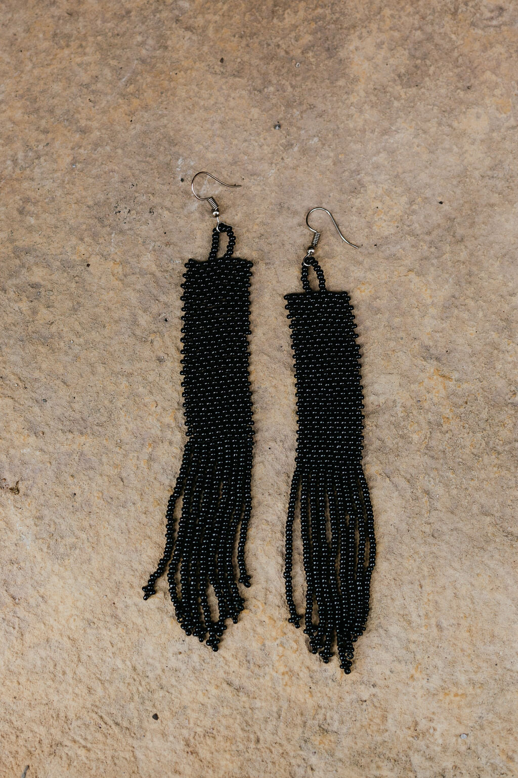 Beaded Dangle Earrings in Black