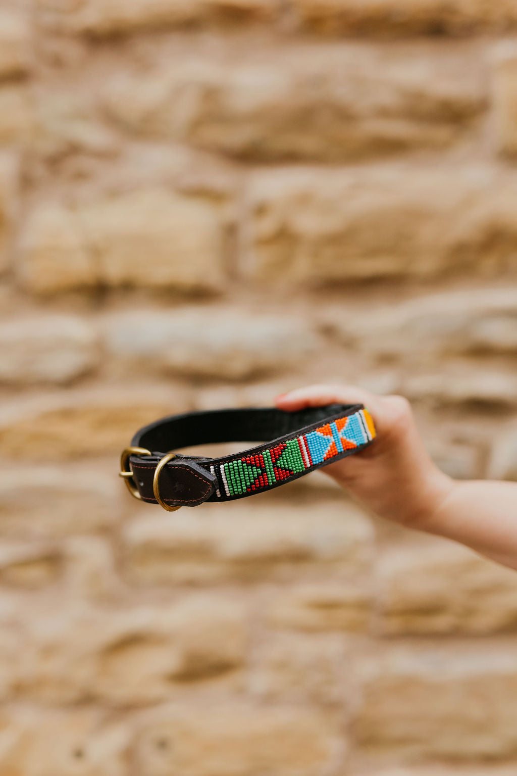Beaded Leather Dog Collar