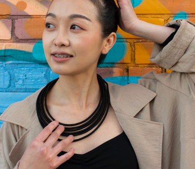 Threaded Necklaces in Black and Gold