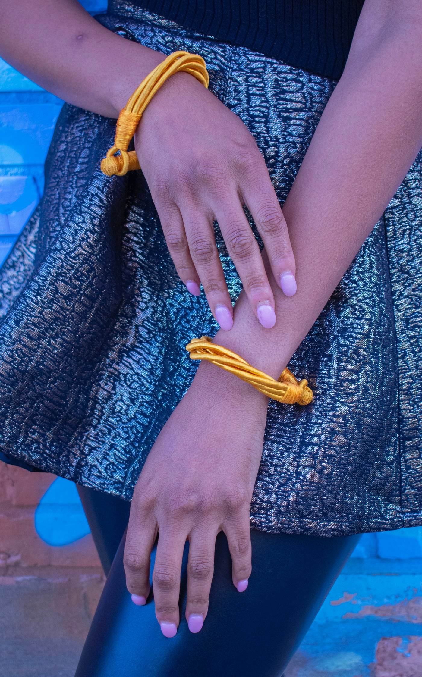Threaded Bracelets in Black and Gold